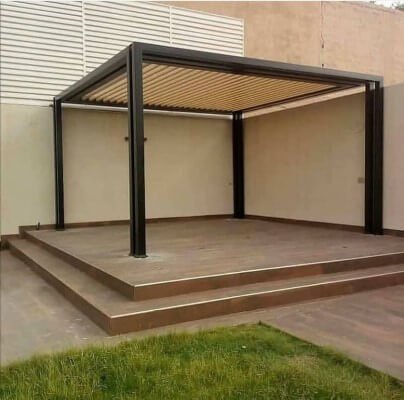 برجولات خشبية للحدائق والاسطح مظلات خشب شكل حديد